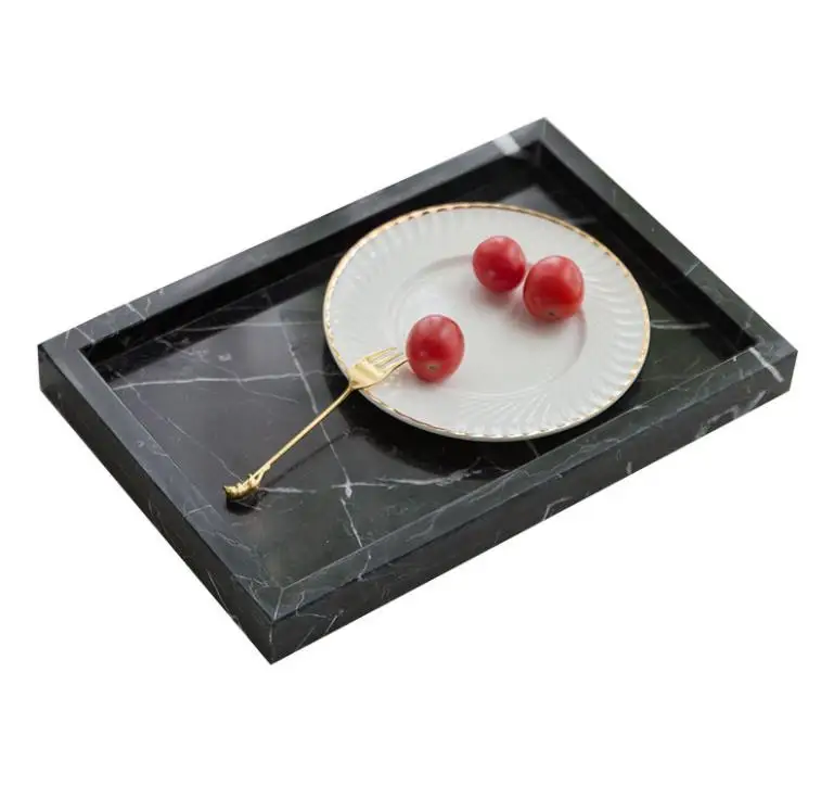 100% handmade rectangle marble jewelry/cake display serving tray for home decor and hotel