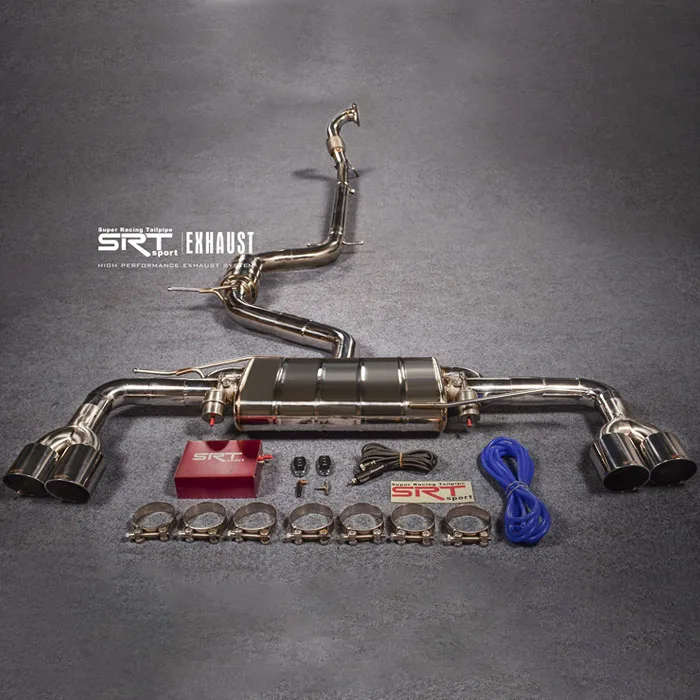 super racing tailpipe flexible exhaust pipe for Volkswagen Golf 6 full section downpipe cat back with quad double tip