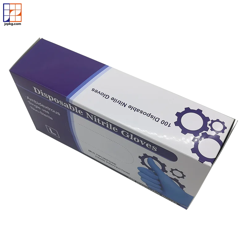 Packaging boxes for disposable gloves with diecut hole on top