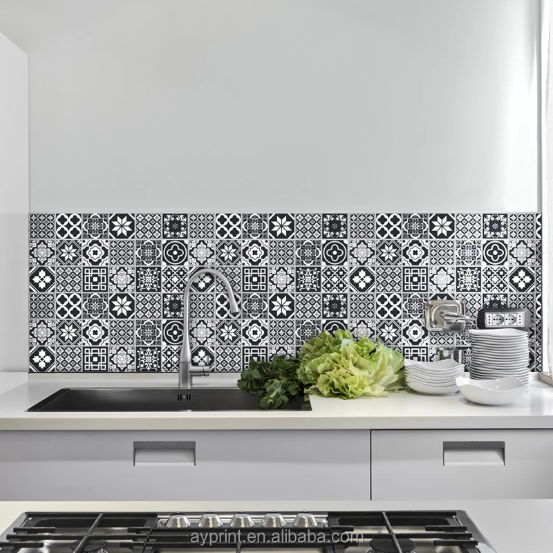6002 Kitchen Oil Proof Mosaic Ceramic Tile Pattern Decorative Wall Sticker Removable Home Decor Vinyl Wall Decals