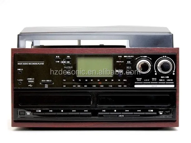 Wooden decorations dual cd record player gramophone phonograph