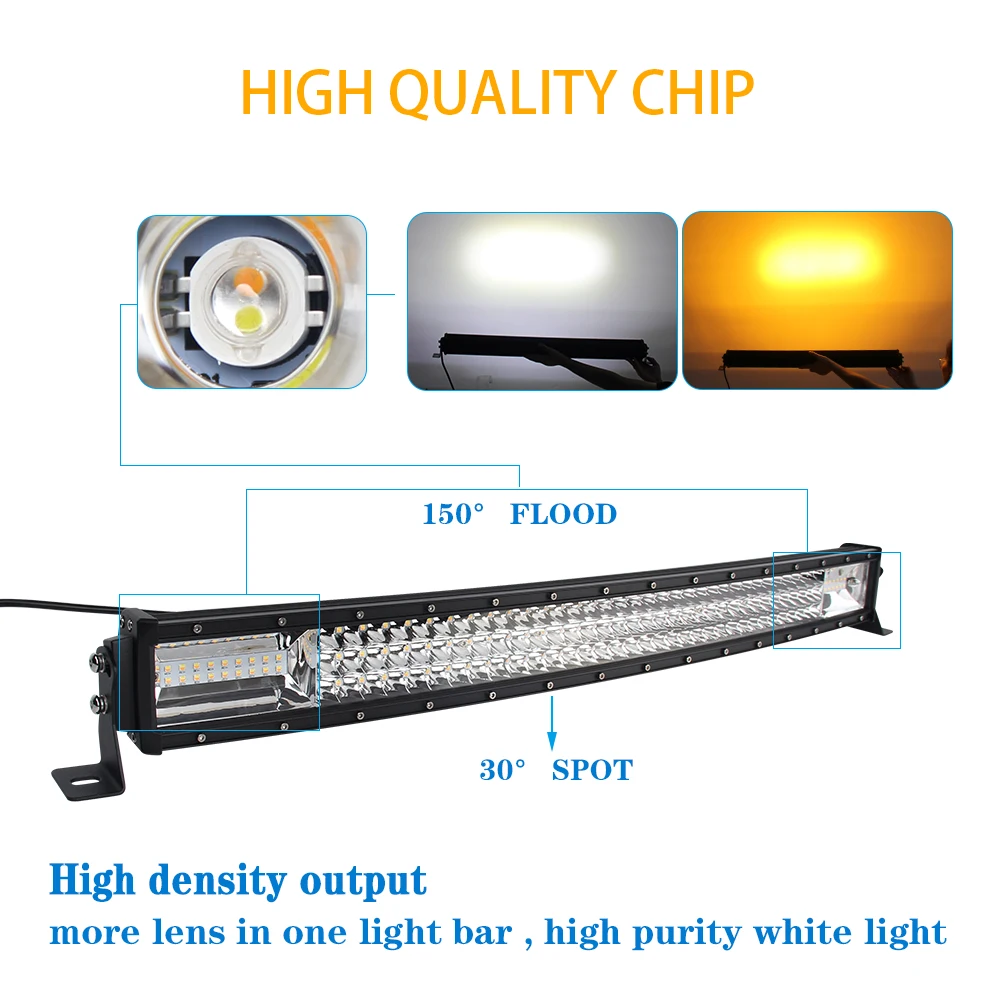 Triple Row Dual color 22inch 32inch flashing Amber Strobe barra led 4x4 Car Warning led light bar for trucks