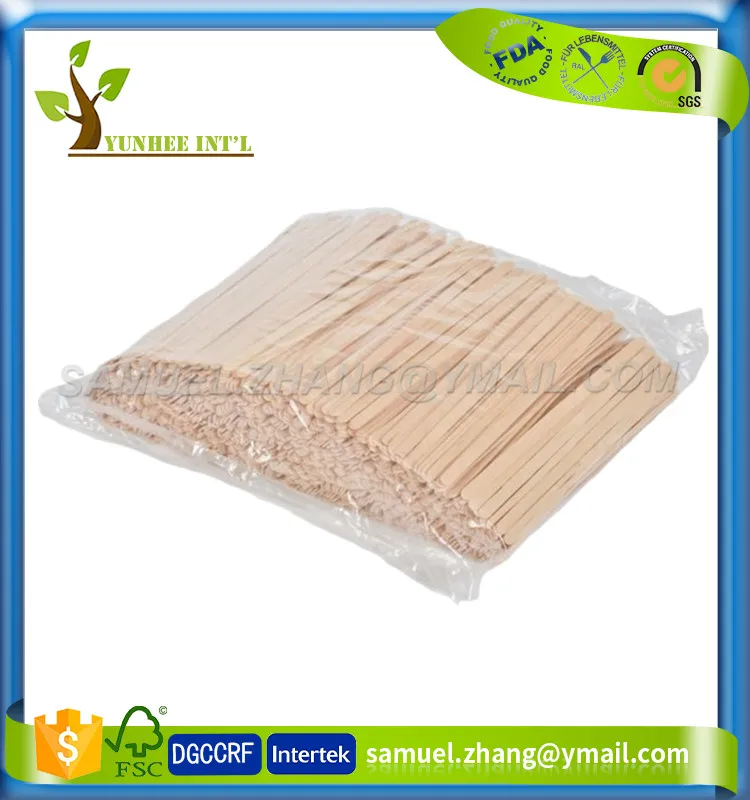 F-S-C F-D-A Approved Round End Birch Wood Coffee Stirrer