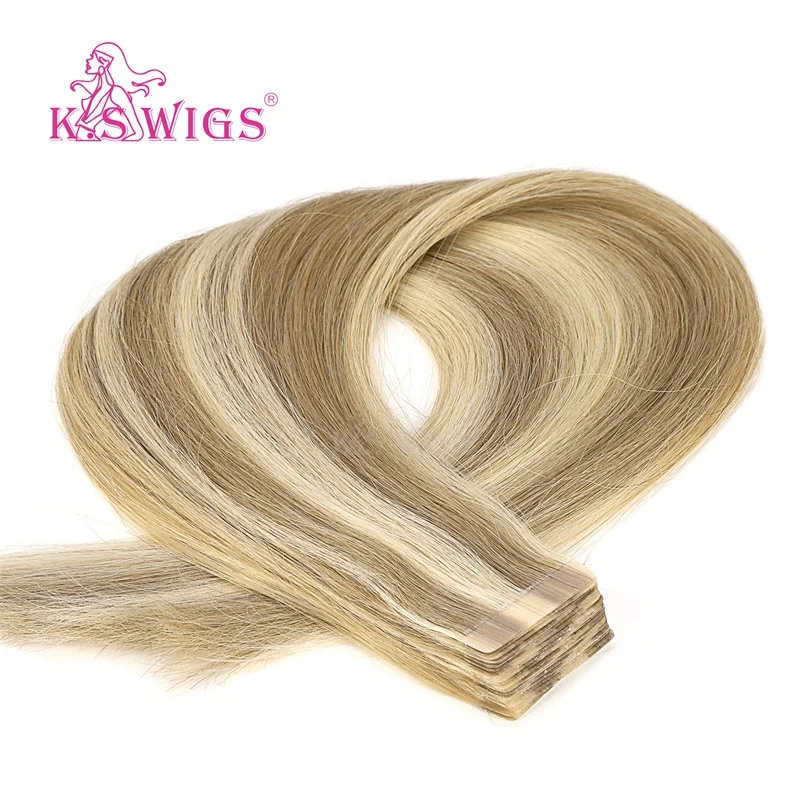 
K.S WIGS Hook Tape For Hair 20 Inch Green Tape Hair Double Drawn Tape In Virgin Hair Extens 