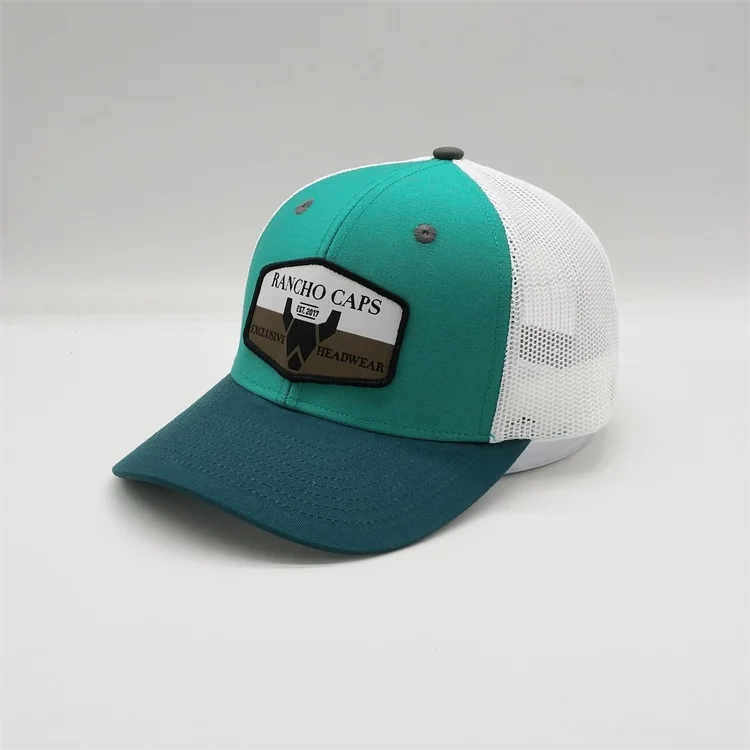 Premium 6 Panel Red Brim Trucker Hats With Custom Logo Mesh Cap