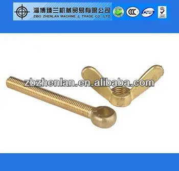 Brass eye bolt with wing nut