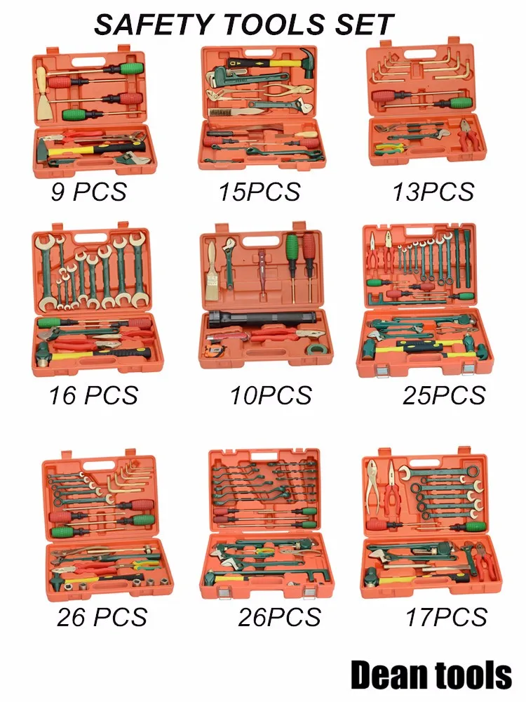 
Beryllium Bronze Tools Set Kit 15pcs , Explosion Proof , Nature color , With Plastic Bag 