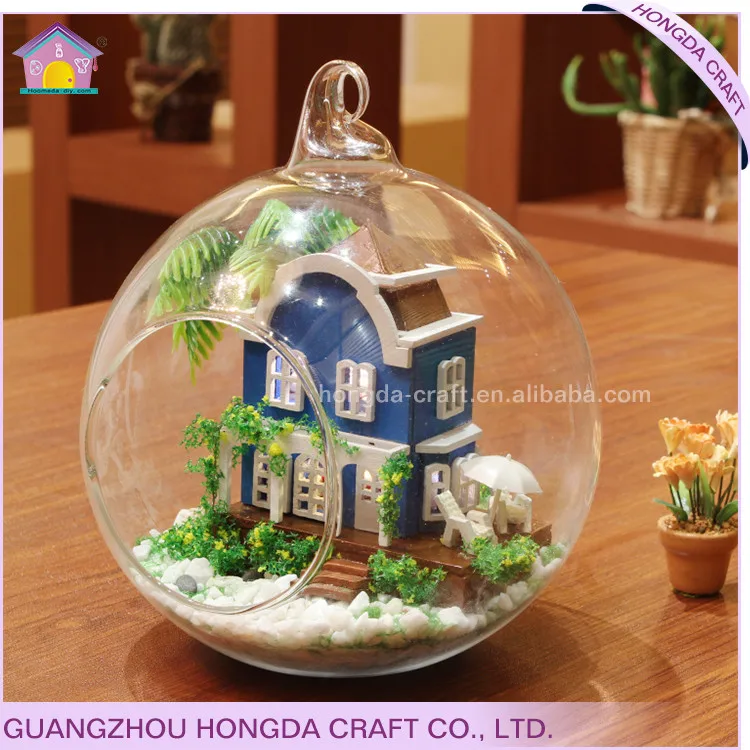 Hongda Handmade Glass Ball Diy Dollhouse Home Decor Accessories Model Miniature House Pendant