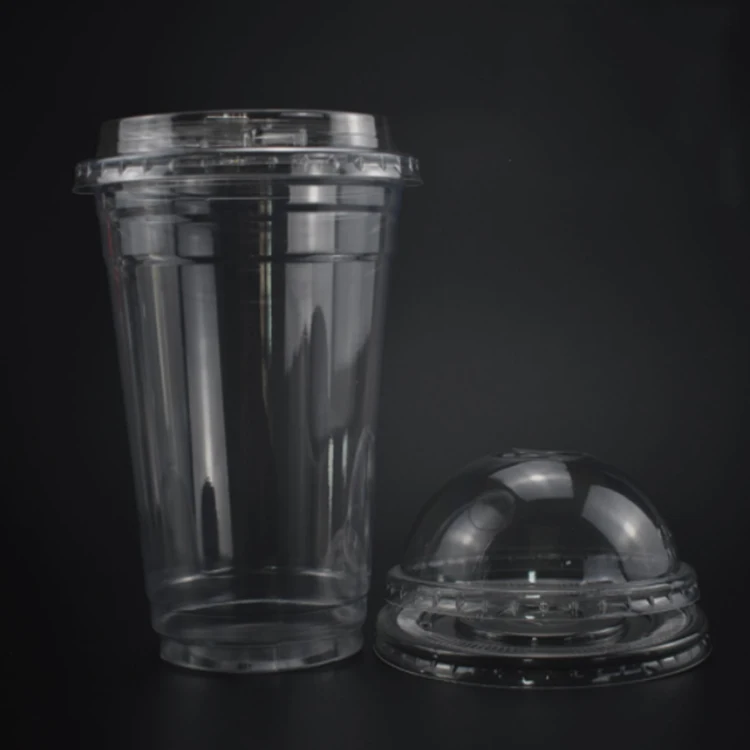 98caliber 500ml 16oz disposable pet bubble tea cups with lid for cold drink/juic/milk tea