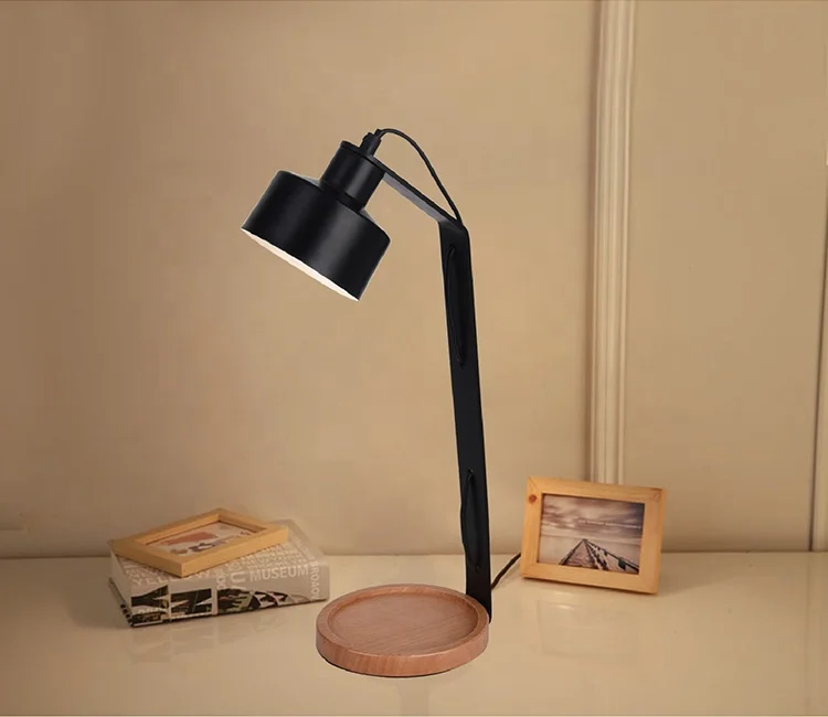 On/off Button Wooden Table Lamp, 3-step Dimming European Desk Lamps, Fashion Desk Lamp Wood