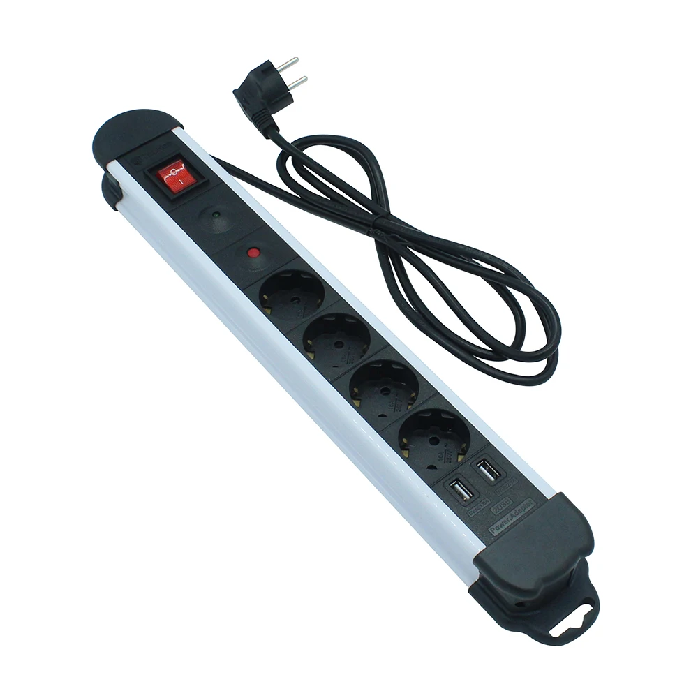Высококачественный дешевый немецкий удлинитель с несколькими разъемами, 4 розетки, умный удлинитель USB с защитой от перенапряжения