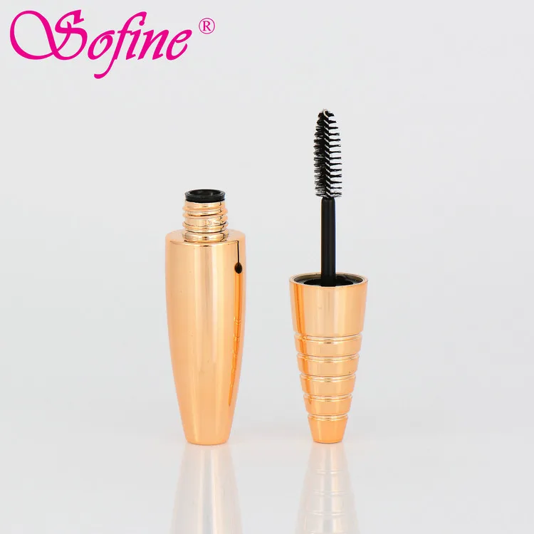 
Unique gold cosmetic eyelash packaging empty mascara tube with brush 