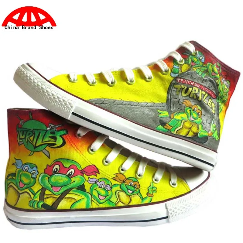 China Brand Shoes Teenage Mutant Ninja Turtles Boy Girl Child Hand Painted Shoes Kids Children Anime