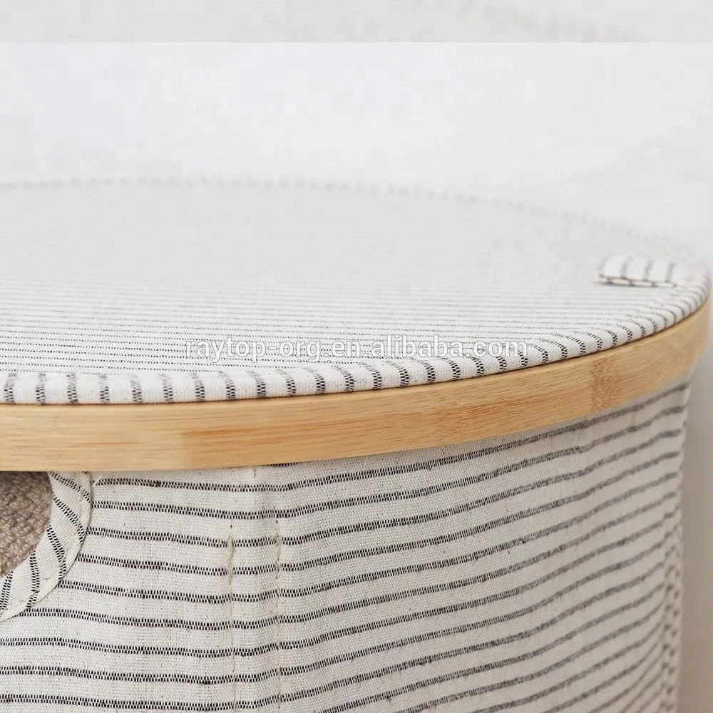 Холщовая и бамбуковая корзина для хранения складная плетеная белья с