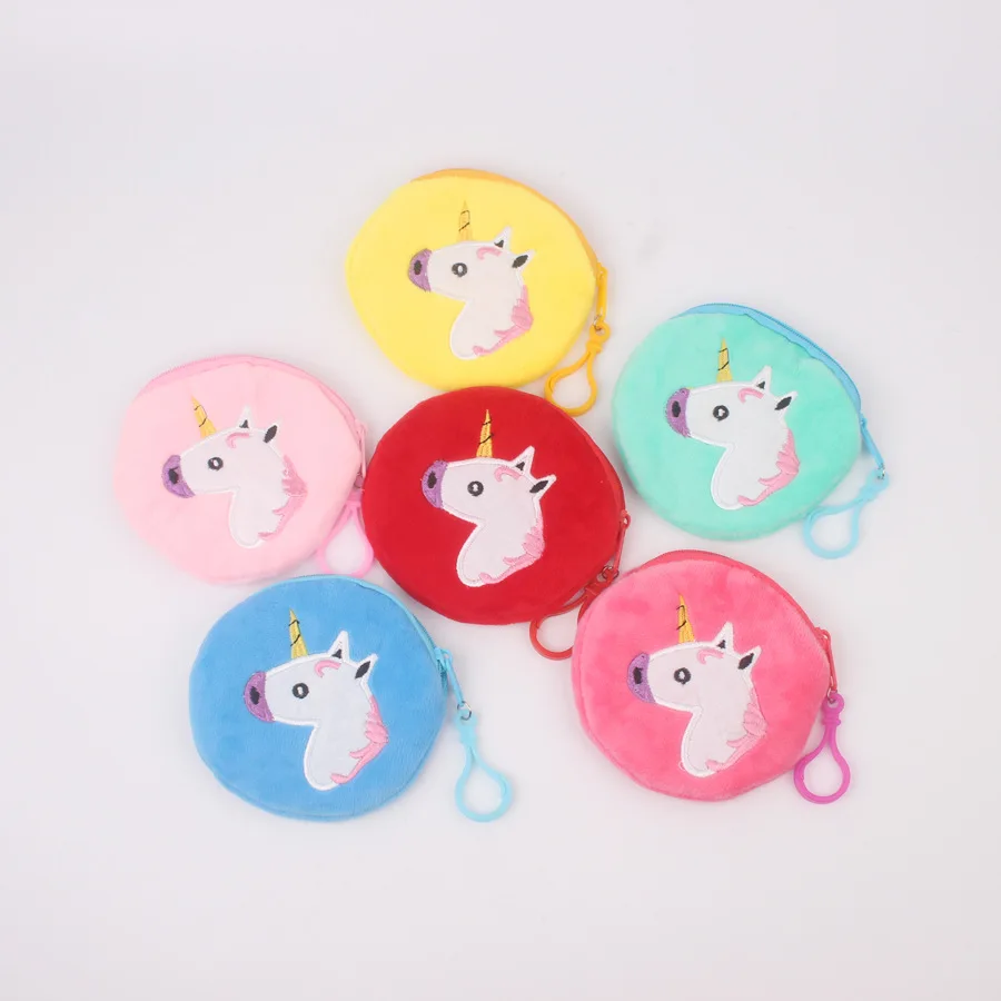 Popular cute girls mini unicorn coin purse case plush bag wallet