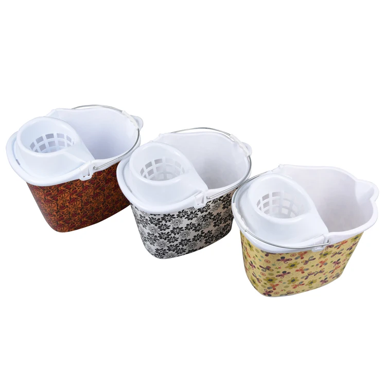 
Custom printed mop bucket Wholesale plastic bucket with tap wringer mop bucket with factory price 
