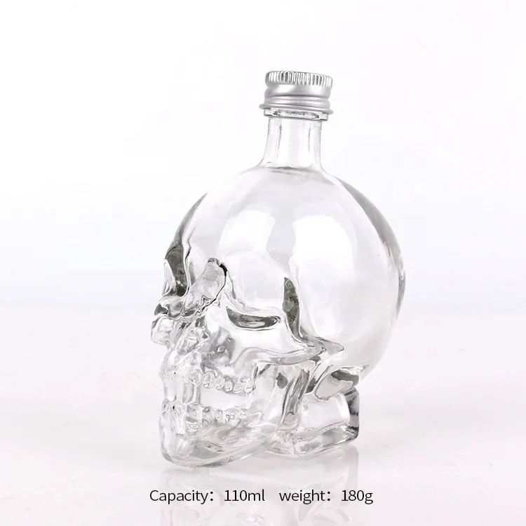 
110ml crystal skull clear glass bottle with screw lid for wine bottle 