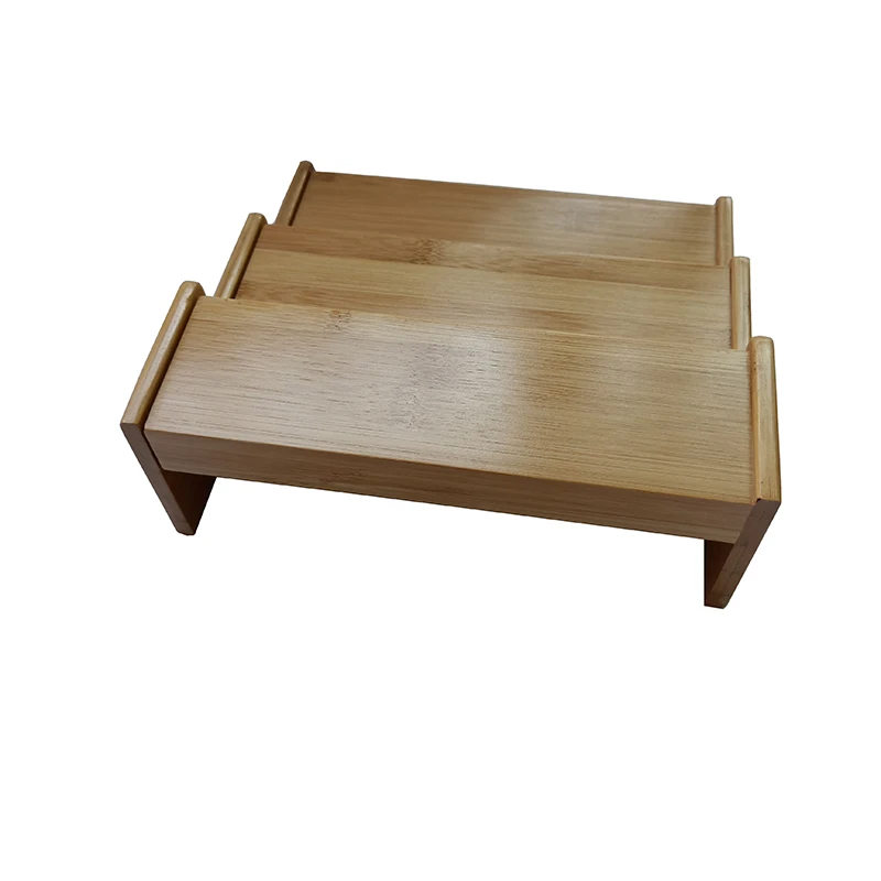 2018 Factory New Design Custom 3-Tier Expandable Step Shelf Organizer Wooden Bamboo Spice rack