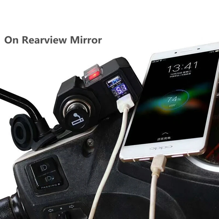 New waterproof socket moto 12v 5v cigarrera puerto usb with voltmeter