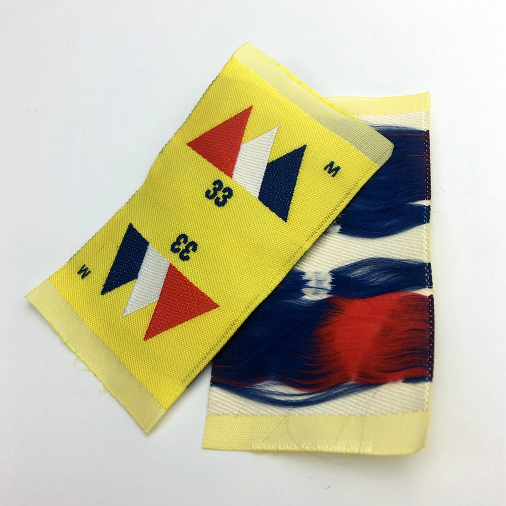 custom woven cloth labelem bossed jacquard  quality recycled satin woven label for clothing