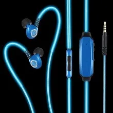 
Blue Stylish Stereo Headset Earbuds EL Glow and LED Light Up Dynamic Earphones Visible flowing Lighted Headphone 