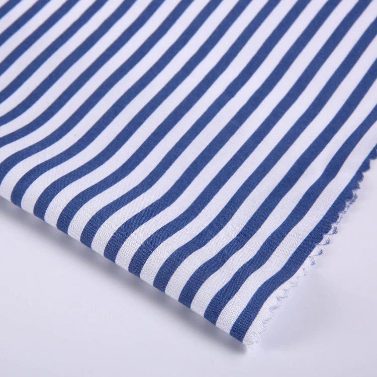
New fashion blue and white stripe yarn dyed color stripe woven challis cotton plain fabric 