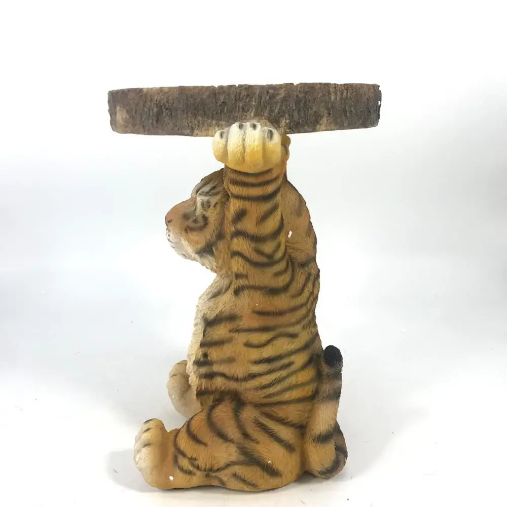 Artificial Tiger Statue Resin Faux Log Accent Outdoor Home Garden Decoration Anime Animal Figurine Model