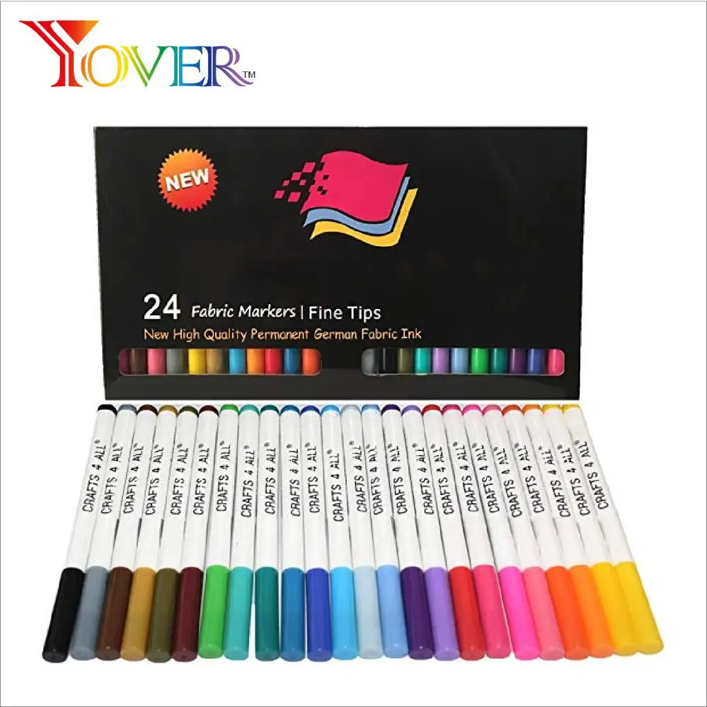 Лидер продаж, набор маркеров для перманентной ткани с тонким наконечником, 24 шт.