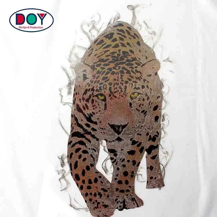 Новый дизайн пользовательский Discolorable Tiger Logo Plastisol термопечать печать на одежде этикетка для футболок