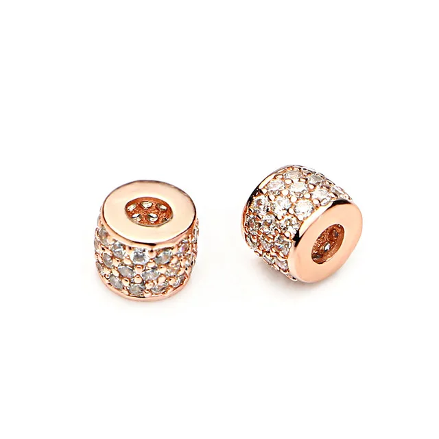 2019 large hole accessories 8mm zircon crystal charms bead spacers beads for jewelry making micro pave bead
