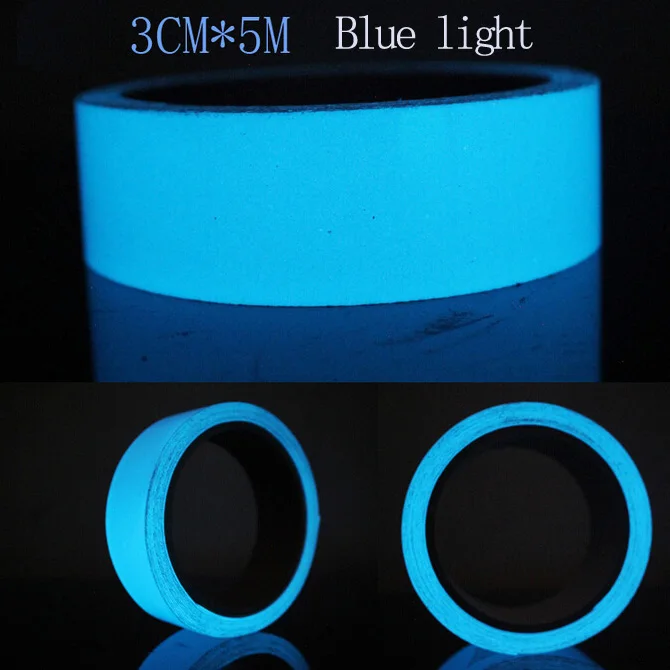 high bright blue color photoluminescent adhesive waterproof glow 12 hour glow in the dark uv film tape for vehicle safety decals