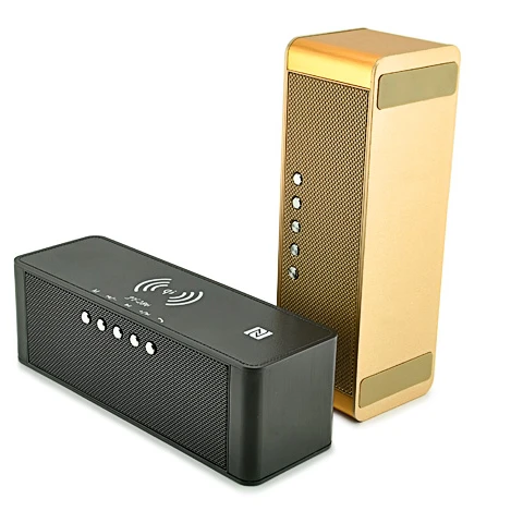 hot selling  blue  speaker wireless charger with radio and alarm Build-in Mic Support Time Displayer TF Card NFC