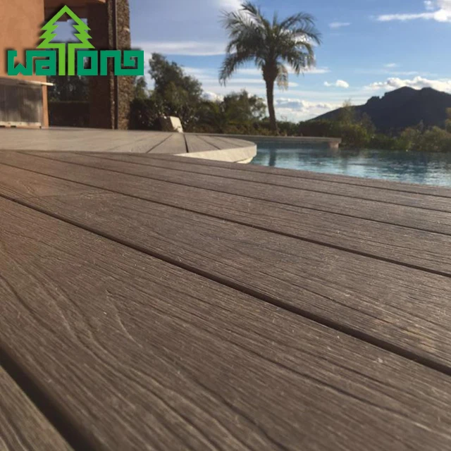 The most popular no pollution composite flooring teak color wpc decking