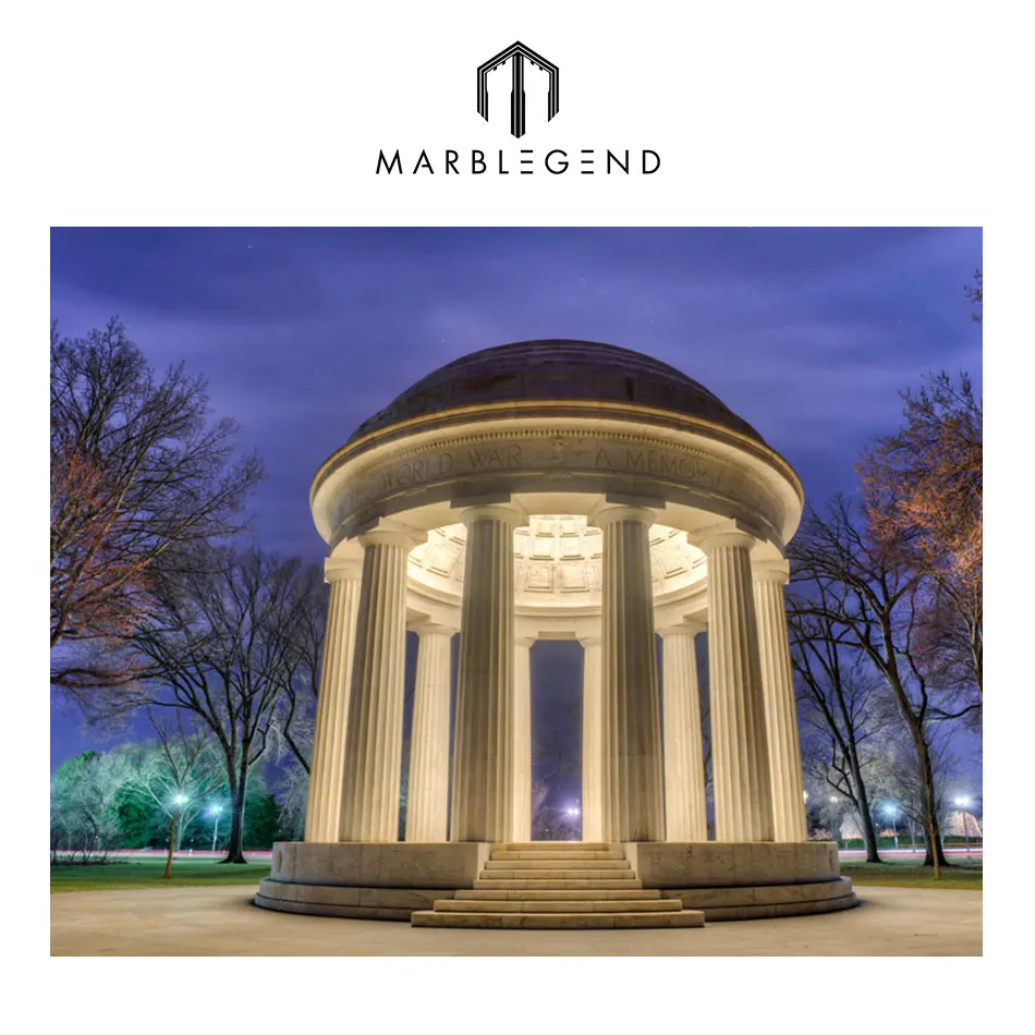 Customized outdoor garden gazebo natural stone white hand carved marble column gazebo with dome