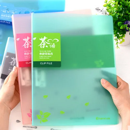 Candy Colors Transparent PP A4 Presentation Folder / Multifunction PP Folder Conference Single clip / Document organizer