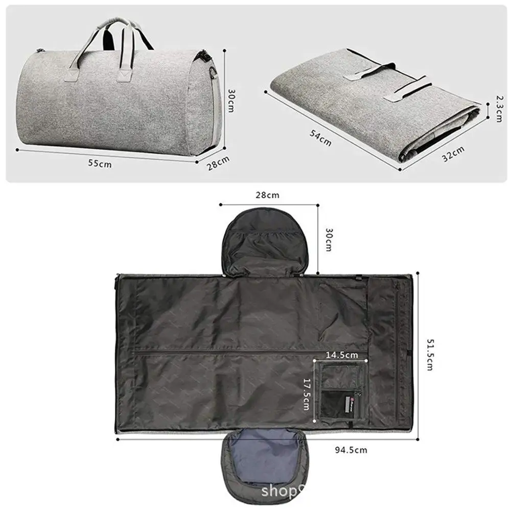 New Design Convertible 45L High Capacity Carry-on Garment Bag Folding Suit Flight Bag