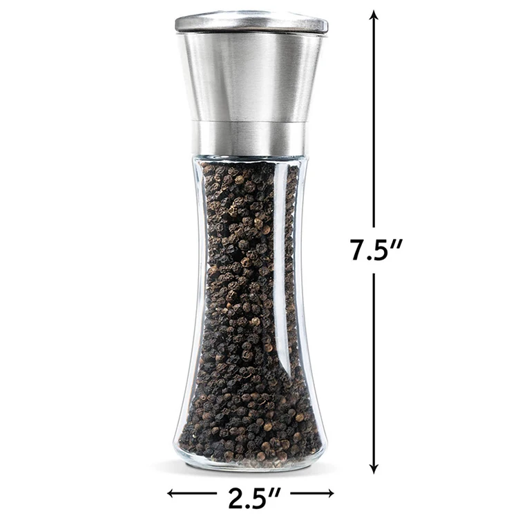 New Trend Product Hot Sale kitchen accessories Manual 304 Stainless Steel Glass Salt Pepper Grinder