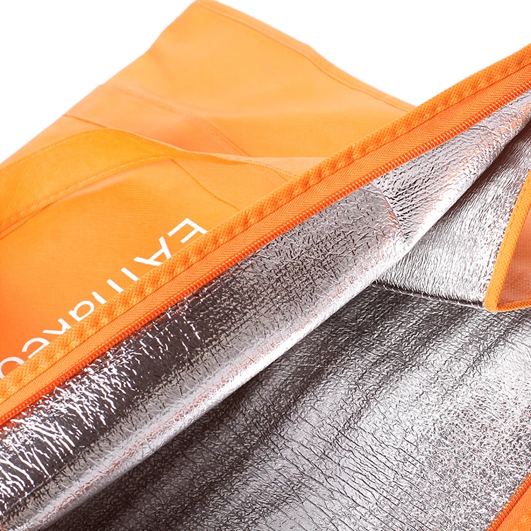 wholesale promotional custom printed disposable non woven tote lunch thermal insulated food deliver cooler bag