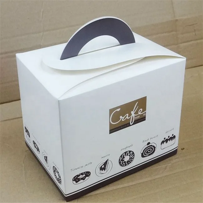Paper cake box with handle