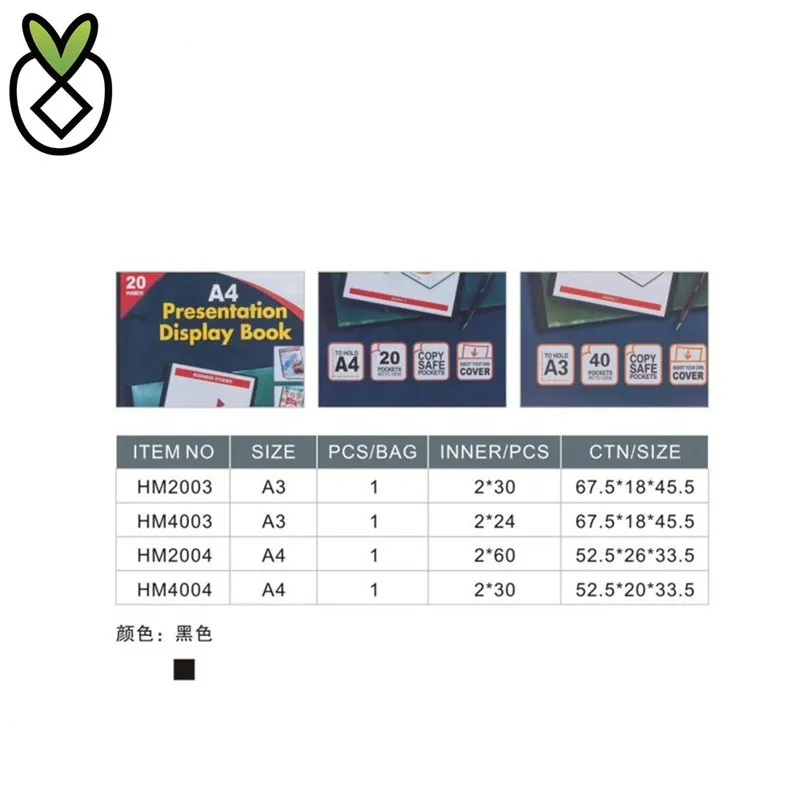 20 Pockets A4 Size Presentation Display Book on Stock
