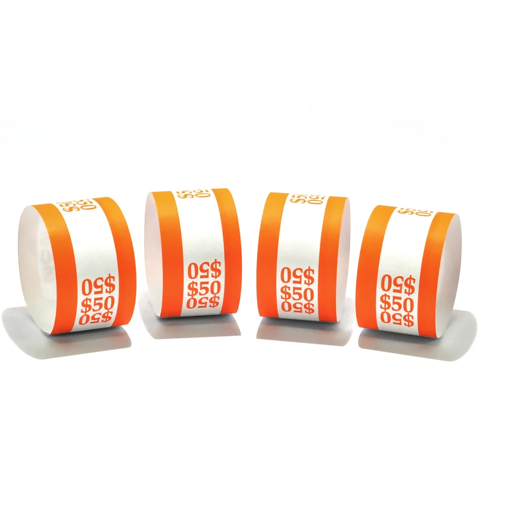 Custom Design Pre-sealed currency bands with stickcy end for organizing money