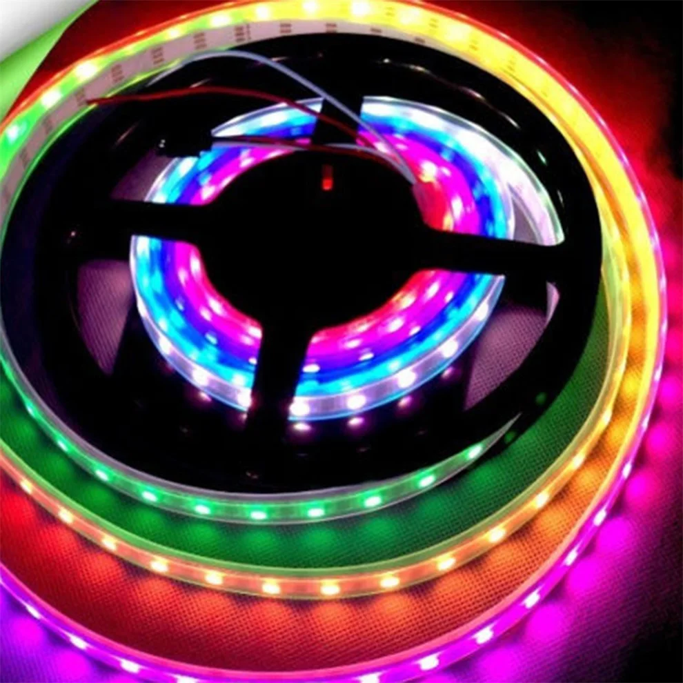 ip67 waterproof LED strip light 5m 30LEDs/m SMD 5050 LED strip DC 5V double PCB rgb ws2813 APA102 PVC aluminum channel