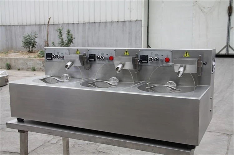 OEM 304 stainless steel 24kg electric chocolate tempering melting/moulding machine with 3 pots