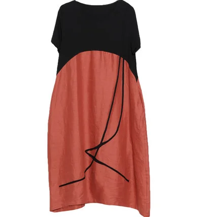 Latest western short sleeve loose long dresses summer woman fashion linen dress