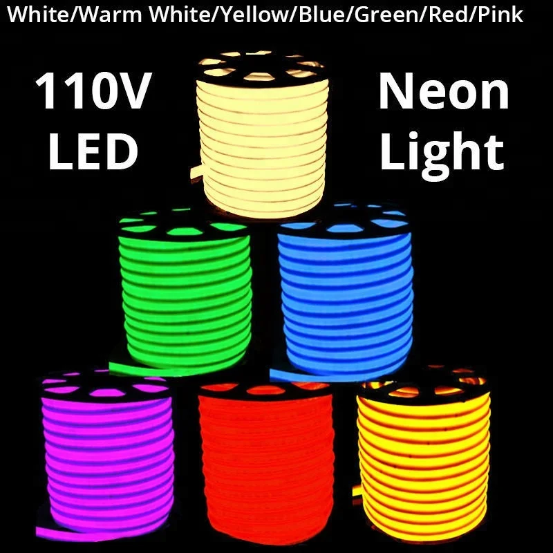 50Ft  100Ft  150Ft LED Neon Rope Light Flex Tube Sign Home Outdoor Holiday Party Decoration 110V 120V