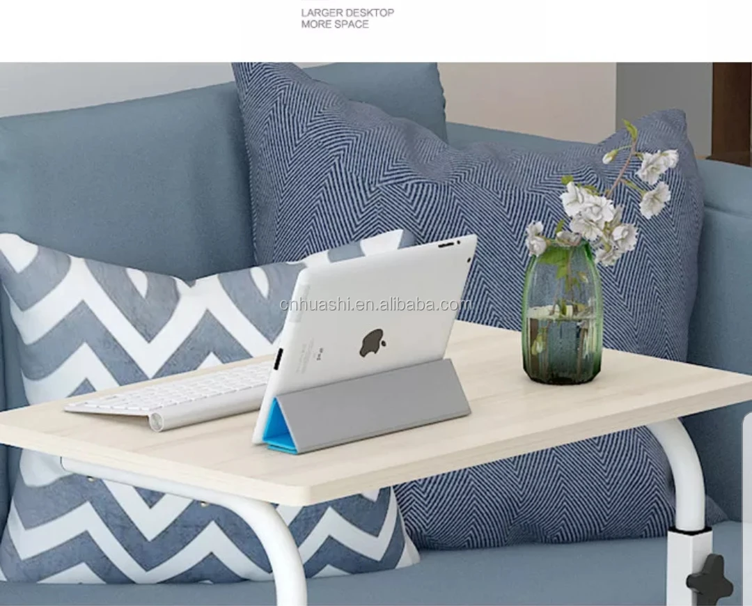 Mobile Bedside Table Rolling Laptop Stand Height Adjustable Computer Table Study Desk with 4 Wheels for Bed Sofa Reading