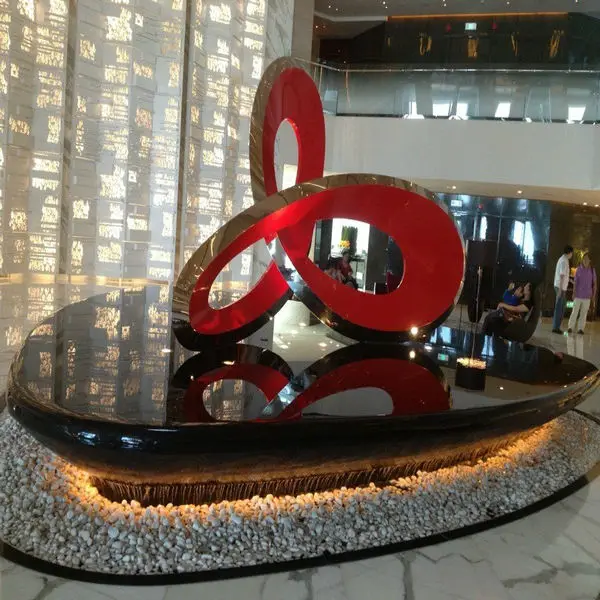 Modern Art Stainless Steel Statue Sculpture Water Fountain For Hotel Lobby And Outdoor Decoration