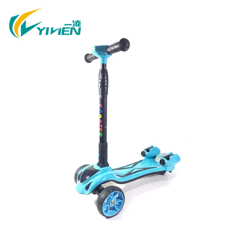 3 wheel folding adjustable electric kids spray scooters with led lights