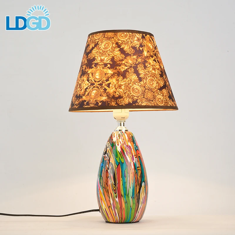 The popular factory green funky elegant gold coloured bedside ceramic table lamps