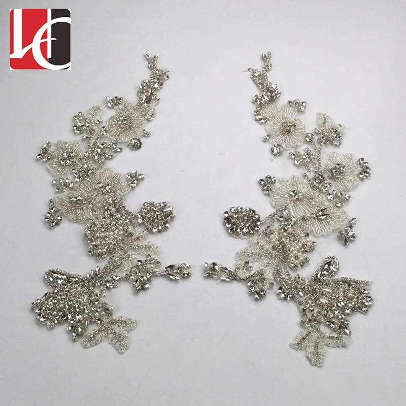 HC-4974 Fashion ab bridal crystal applique for dress
